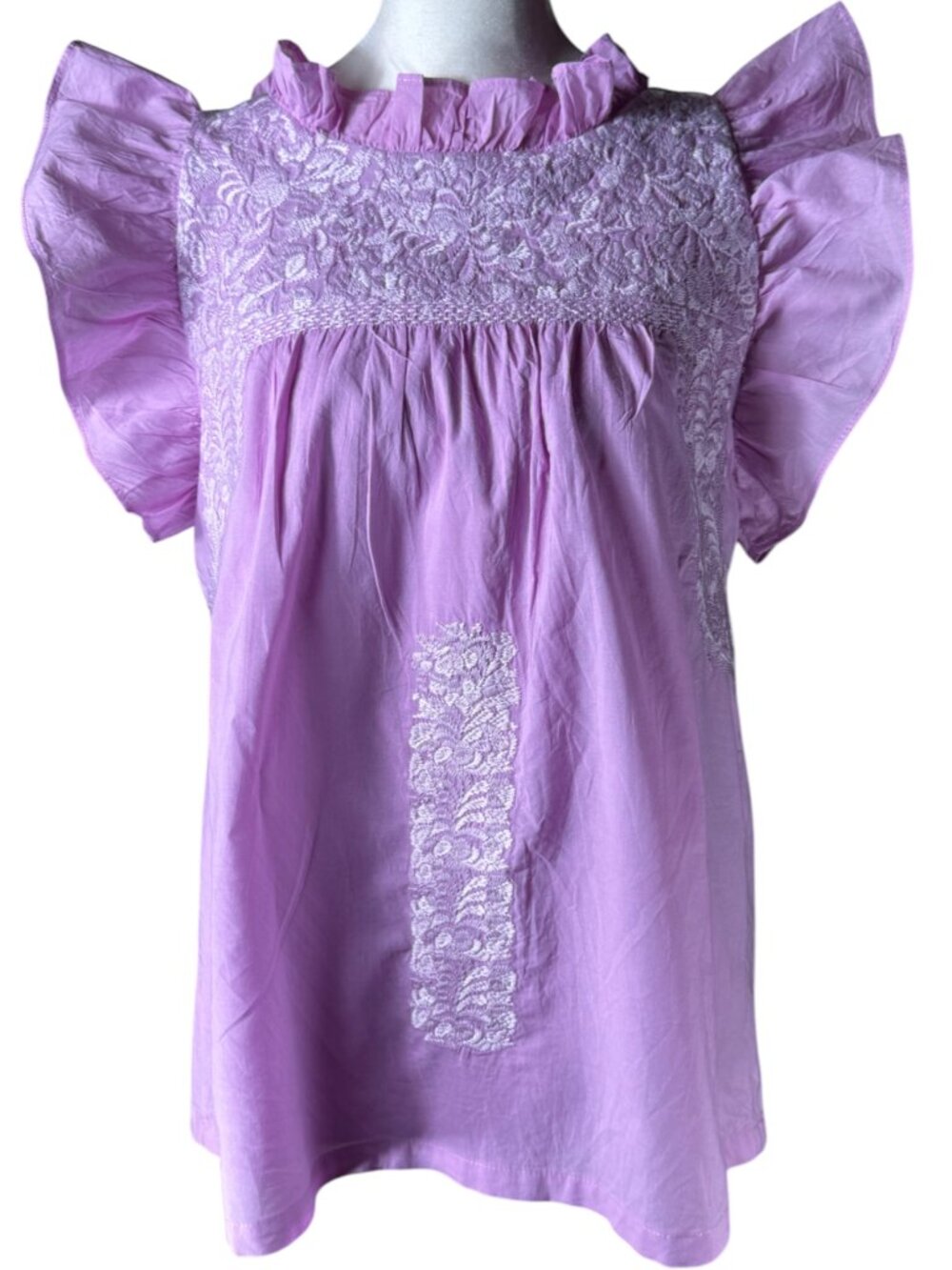 J. Marie Embroidered Lavendar Ruffle Top Size Small